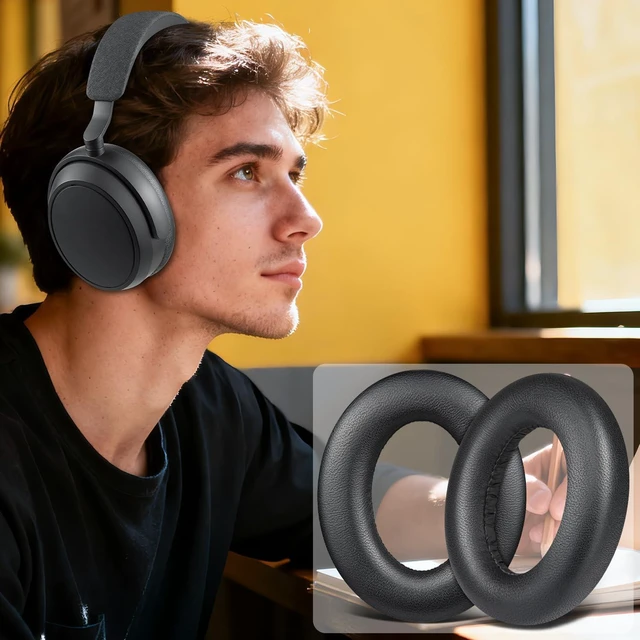 Alt view image 6 of 6 - Lambskin Earpads for Sennheiser HDB 630, Momentum 4/5 - Black