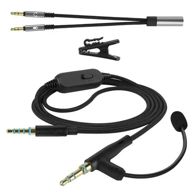 Alt view image 2 of 6 - Boom Mic Headphones Cable Compatible with Audio-Technica, Skullcandy, Soundcore, 3.5mm Jack Nylon Braided Replacement Cord with Boom Microphone for Gaming & Meeting (5.6 ft)