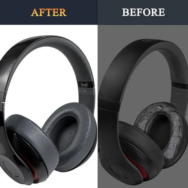 Alt view image 5 of 5 - Lambskin Replacement Ear Pads Cushions for Beats Studio 2 & Studio 3 Wired & Wireless Headphones, Earpads with Noise Isolation Memory Foam, Added Thickness - Titanium