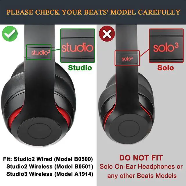 Alt view image 2 of 5 - Lambskin Replacement Ear Pads Cushions for Beats Studio 2 & Studio 3 Wired & Wireless Headphones, Earpads with Noise Isolation Memory Foam, Added Thickness - Titanium