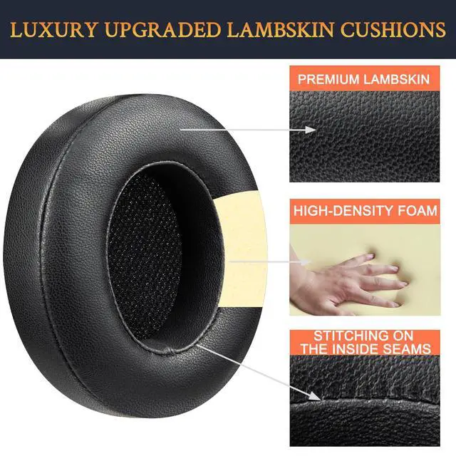 Alt view image 5 of 6 - Lambskin Earpads for Beats Studio 3 & Studio 2 - Black | Not Fit Beats (Studio Pro, Monster Studio, Solo On-Ear)