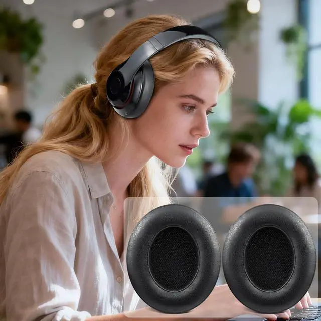 Alt view image 6 of 6 - Lambskin Earpads for Beats Studio 3 & Studio 2 - Black | Not Fit Beats (Studio Pro, Monster Studio, Solo On-Ear)