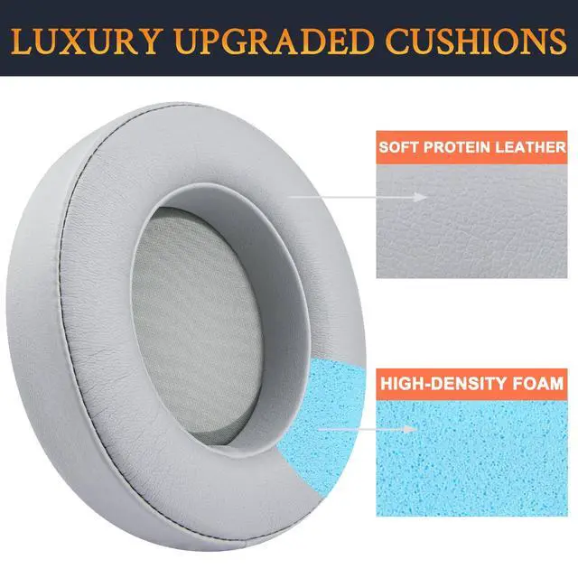 Alt view image 3 of 5 - Headphones Ear Pads Cushions Replacement for Razer Kraken Pro V2, Kraken 7.1 V2, Kraken Stormtrooper Headset, Earpads with Softer Protein Leather-PL Grey