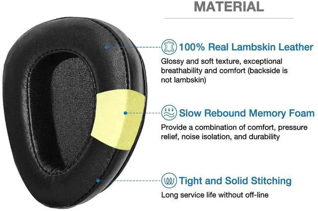 Alt view image 2 of 6 - Sheepskin Real Leather Ear Pads Foam Cushion Compatible with Audeze Sine Planar Headphone (Sheepskin Leather)