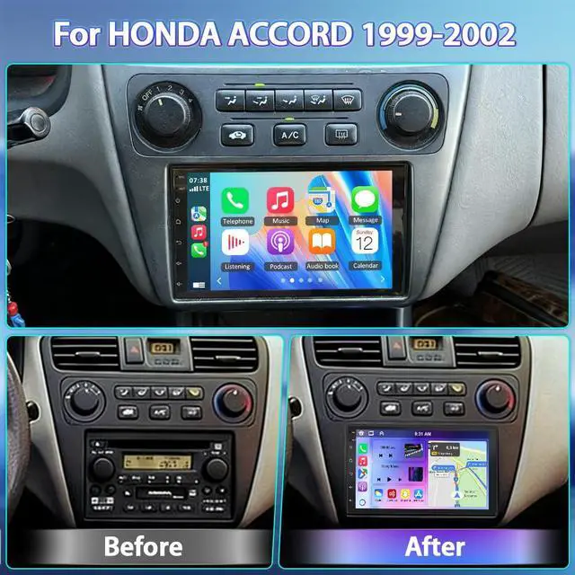 Alt view image 2 of 7 - Android 13 Car Stereo Radio for Honda Accord 1999-2002 w/Wireless CarPlay | 7" Touch Carplay Screen for Car, with Bluetooth/WiFi/GPS/FM/RDS/SWC/Backup Camera/Mirror Link Split Screen Mic