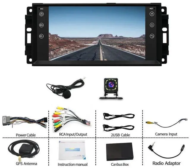 Alt view image 6 of 7 - Double Din Car Stereo Radio for 2008 2009 2010 Chrysler Town & Country with Wireless Carplay Android Auto 7IN Touchscreen for Chrysler Town & Country Car Stereo GPS Bluetooth WiFi FM DSP SWC-2+32G