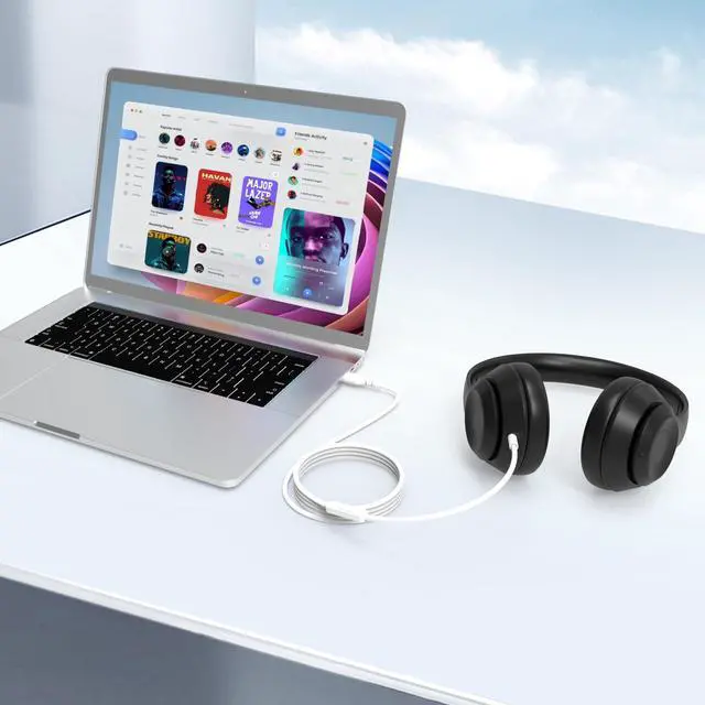 Alt view image 5 of 7 - USB C Audio Cable Cord Wire with In-line Microphone & Control Compatible with Beats Headphones Solo 4/3/2, Studio, Studio Pro, Pro, Detox, Wireless, Mixr, Executive, Pill for IPhone 17/16 (White)