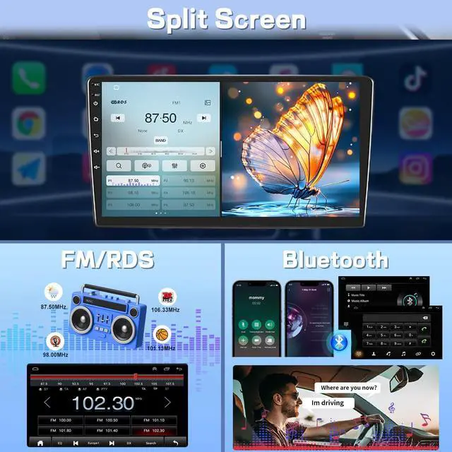 Alt view image 6 of 7 - Car Stereo Radio for GMC Yukon 2004-2006 w/Wireless Carplay Android Auto | 7'' Touch Screen Double Din Android 14 for GMC Yukon GPS Navi Head Unit FM/SWC/WiFi/Bluetooth/Camera