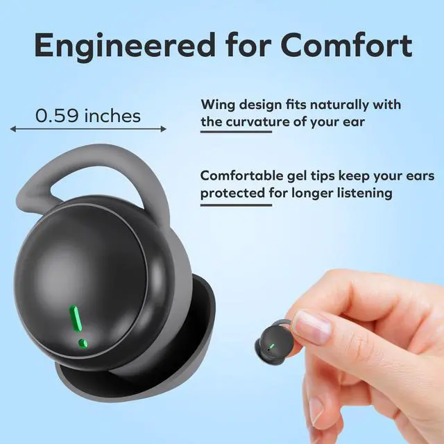 Alt view image 4 of 7 - Noise Cancelling Sleep Earbuds, Invisible Mini Ear Plugs for Work, Black | Wireless Touch Controls, Silicone, Side Sleeper Design, Bluetooth 5.3 Chip, 4Hr Battery, Up To 20Hr With Case, for Sleeping