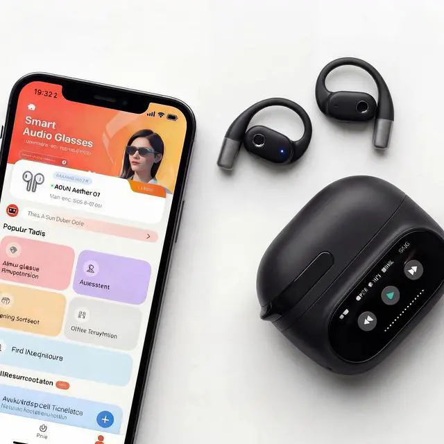 Alt view image 5 of 7 - AO1 Smart Open-Ear Headphones AI Real-Time Translator (164 Languages) | Bluetooth 5.4 | LED Touchscreen Case | 30-Hour Battery | 3D Panoramic Sound | Noise-Reducing Mics