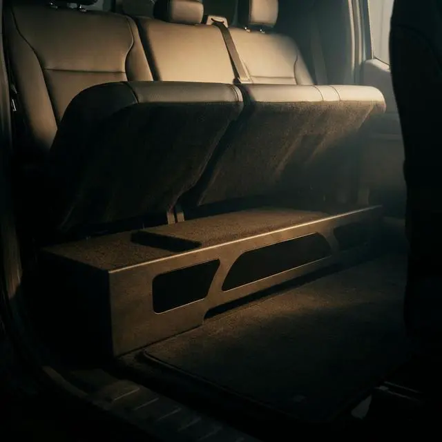 Alt view image 6 of 6 - QPower QLuxe Dual 10" Sealed Subwoofer Enclosure for 2009-Current Ford F150 Super Crew and 2017-2023 F250/F350 Models, MDF Sub Box Car Audio Upgrade