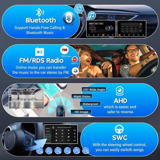 Alt view image 3 of 7 - 4+64G Android 14 Car Stereo Radio for Buick Encore 2013-2019, 9.7'' Touch Screen Double Din Radio with Carplay Android Auto GPS Navi SWC Bluetooth WiFi FM RDS DSP Mirror Link MIC Backup Camera
