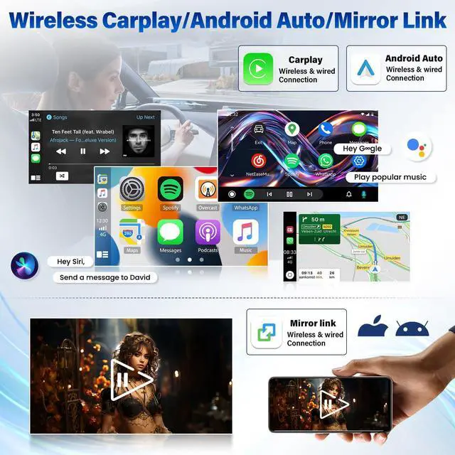 Alt view image 3 of 7 - 5G WiFi Car Stereo for Ford F-250 F-350 1998 1999 2000 2001 2002 2003 2004 with Wireless CarPlay Android Auto, 7inch Android 14 Touchscreen Stereo for F-250 F-350 Bluetooth GPS FM/SWC Backup Camera