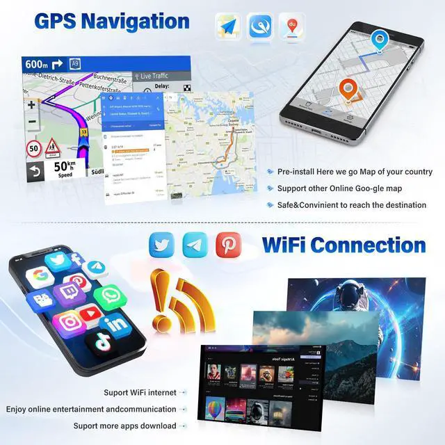 Alt view image 4 of 7 - 5G WiFi Car Stereo for Ford F-250 F-350 1998 1999 2000 2001 2002 2003 2004 with Wireless CarPlay Android Auto, 7inch Android 14 Touchscreen Stereo for F-250 F-350 Bluetooth GPS FM/SWC Backup Camera