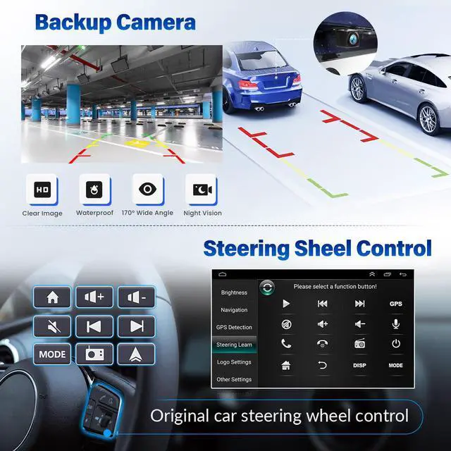 Alt view image 5 of 7 - 5G WiFi Car Stereo for Ford F-250 F-350 1998 1999 2000 2001 2002 2003 2004 with Wireless CarPlay Android Auto, 7inch Android 14 Touchscreen Stereo for F-250 F-350 Bluetooth GPS FM/SWC Backup Camera