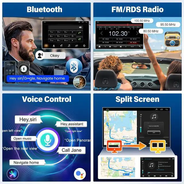 Alt view image 6 of 7 - 5G WiFi Car Stereo for Ford F-250 F-350 1998 1999 2000 2001 2002 2003 2004 with Wireless CarPlay Android Auto, 7inch Android 14 Touchscreen Stereo for F-250 F-350 Bluetooth GPS FM/SWC Backup Camera