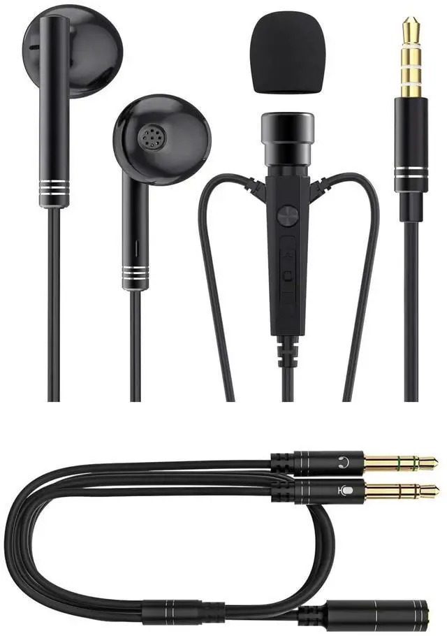 Main image of KT03 Headphones with Karaoke HD Lavalier Microphone and Real-Time Ear Monitoring (Splitter Adapter,3.5mm, Black)