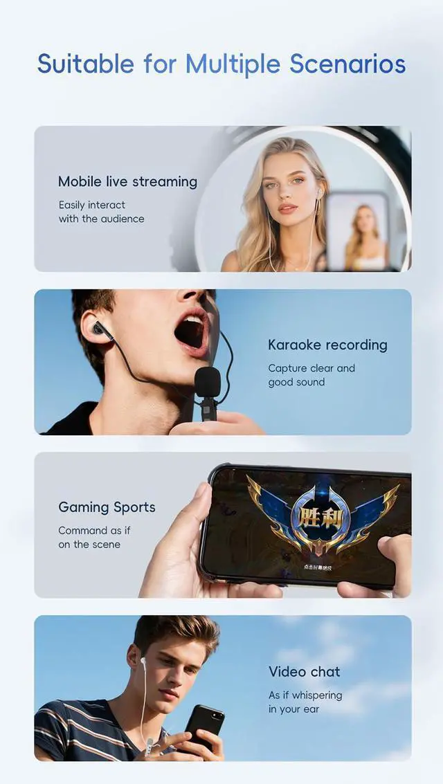 Alt view image 7 of 7 - KT03 Headphones with Karaoke HD Lavalier Microphone and Real-Time Ear Monitoring (Splitter Adapter,3.5mm, Black)