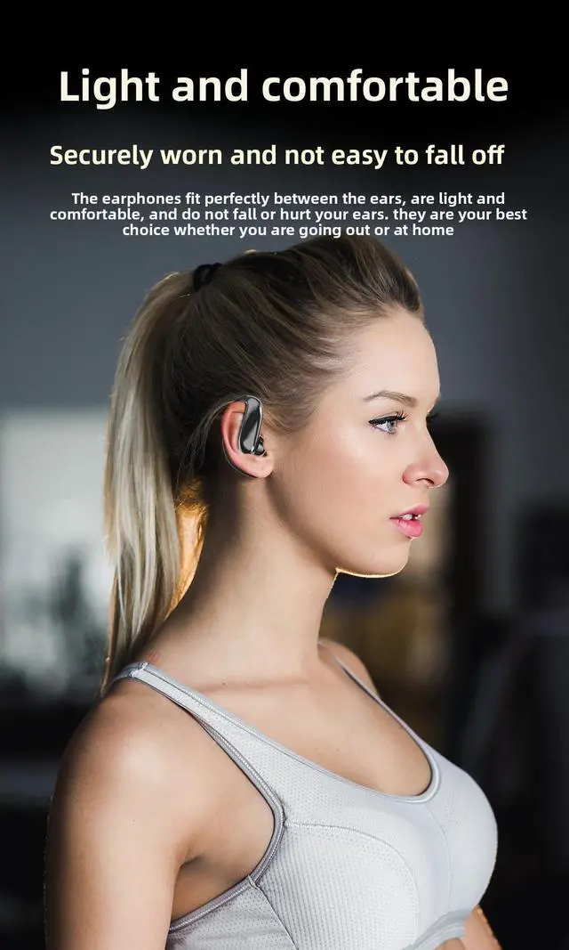 Alt view image 5 of 6 - On-Ear Wireless Earbuds Lightweight Ear-Mounted Headphones White | Bluetooth 6.0, IPX5 Sweat Resistant, 8H Playtime, Ear-hanging design Secure Comfortable Fit