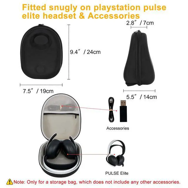Alt view image 2 of 6 - Headphone Case Compatible with PlayStation Pulse Elite Wireless Headset, Sony PS5 Pulse Elite Headset Storage Protective Bag (Black)