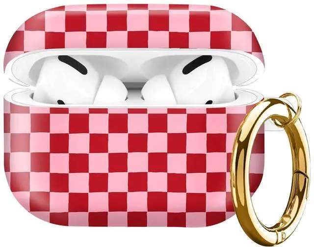 Main image of Compatible with AirPod Pro Case 2nd/1st Gen (2023/2022/2019),Shockproof Protective Cover with Keychain for Women,Cute Charging Case for Airpod Pro 2/1(Red Pink Checkered)