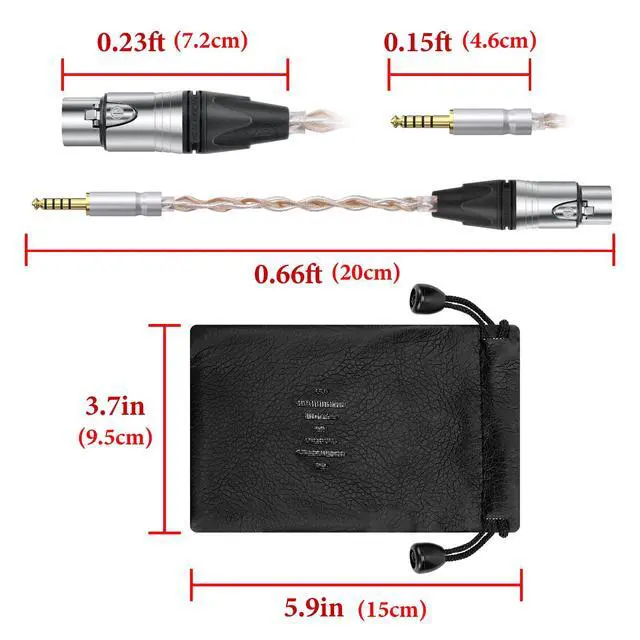 Alt view image 4 of 6 - 4.4mm Balanced Male to 4-Pin XLR Balanced Female Headphones Audio Adapter Cable, OCC Copper Silver Plated Upgrade Cord, Compatible with Amplifiers, Microphones (20cm/8'')