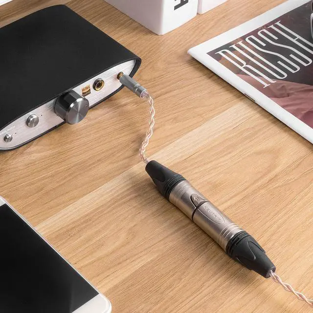 Alt view image 6 of 6 - 4.4mm Balanced Male to 4-Pin XLR Balanced Female Headphones Audio Adapter Cable, OCC Copper Silver Plated Upgrade Cord, Compatible with Amplifiers, Microphones (20cm/8'')