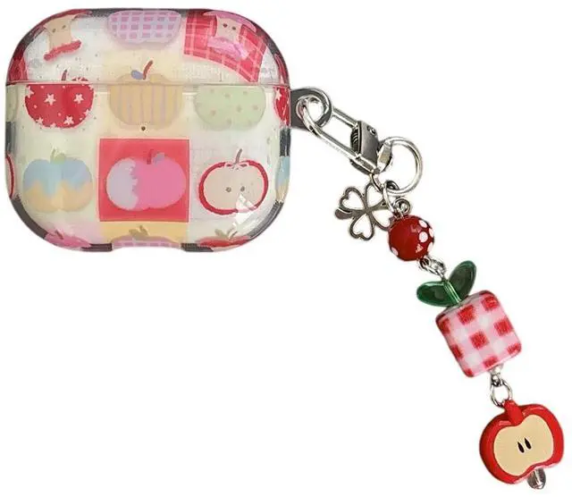 Main image of Earphones for Airpods 4 Cover, Cute Protective TPU Cover Fashion Apple Watermelon Pattern Style Compatible with Airpods 4th Generation for Girls Boys Women Men (Apple)