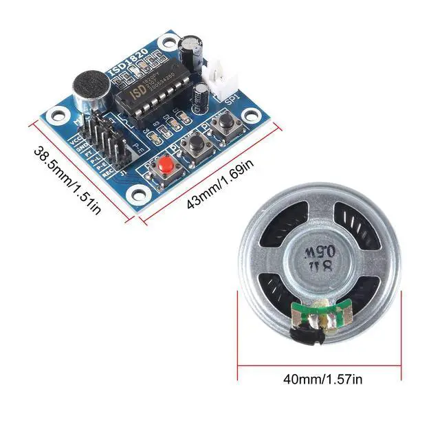 Alt view image 2 of 7 - 6PCS ISD1820 Voice Recording Recorder Module with Mic Sound Audio Loudspeaker