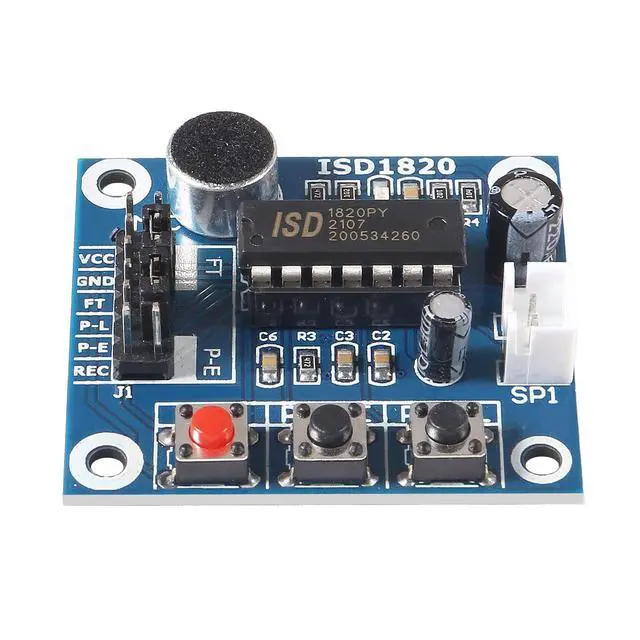 Alt view image 5 of 7 - 6PCS ISD1820 Voice Recording Recorder Module with Mic Sound Audio Loudspeaker