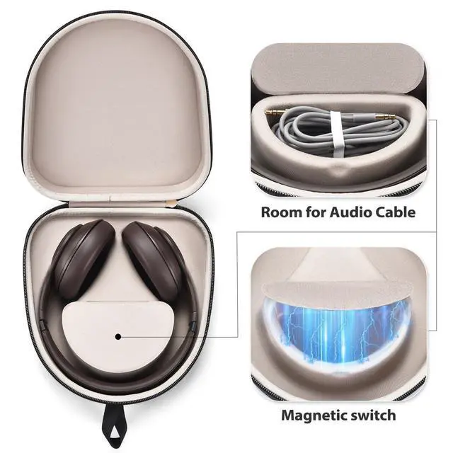 Alt view image 3 of 6 - Headphones Case Compatible with Beats Solo 4/Studio Pro/Studio 3/Solo 3 | Hard EVA Case with Magnetic Cable Pocket,Tough, Lightweight, and Built for Commuting, Travel, or the Gym
