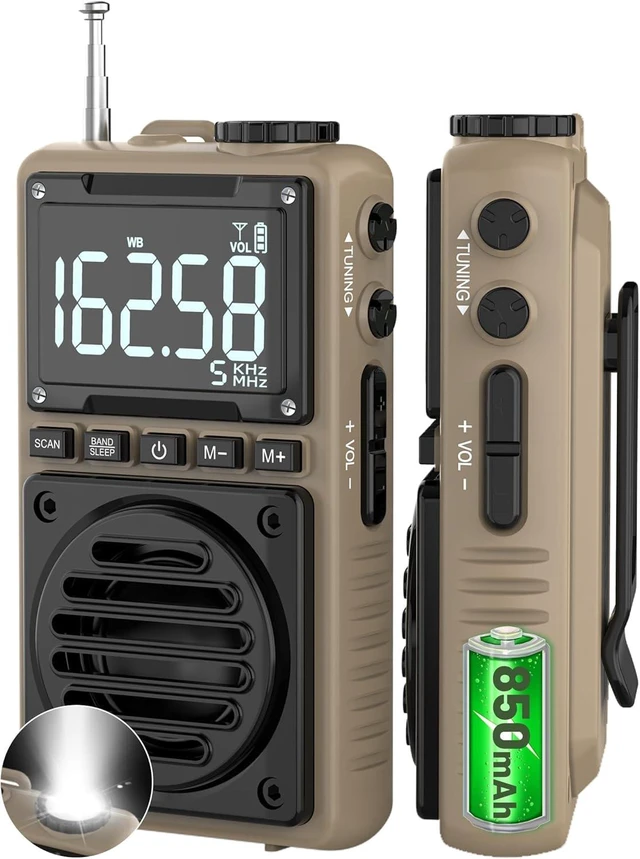 Main image of Digital AM FM Weather Band Radio 850mAh Rechargeable Battery Portable Pocket Radio with Best Reception,Flashlight,LCD Screen, Back Clip,SOS Alarm,Sleep Timer for Jogging,Walking