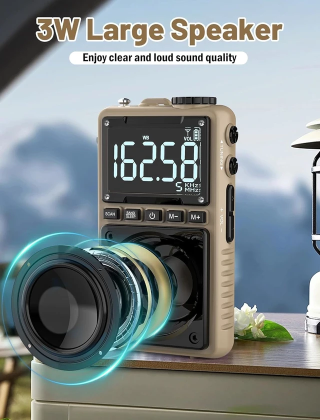 Alt view image 4 of 7 - Digital AM FM Weather Band Radio 850mAh Rechargeable Battery Portable Pocket Radio with Best Reception,Flashlight,LCD Screen, Back Clip,SOS Alarm,Sleep Timer for Jogging,Walking