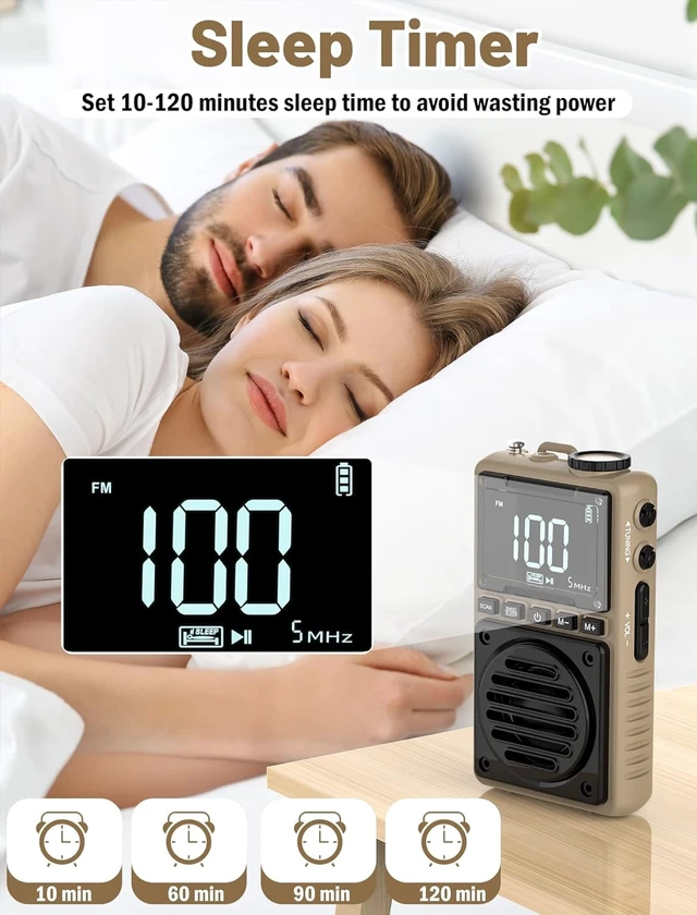 Alt view image 7 of 7 - Digital AM FM Weather Band Radio 850mAh Rechargeable Battery Portable Pocket Radio with Best Reception,Flashlight,LCD Screen, Back Clip,SOS Alarm,Sleep Timer for Jogging,Walking