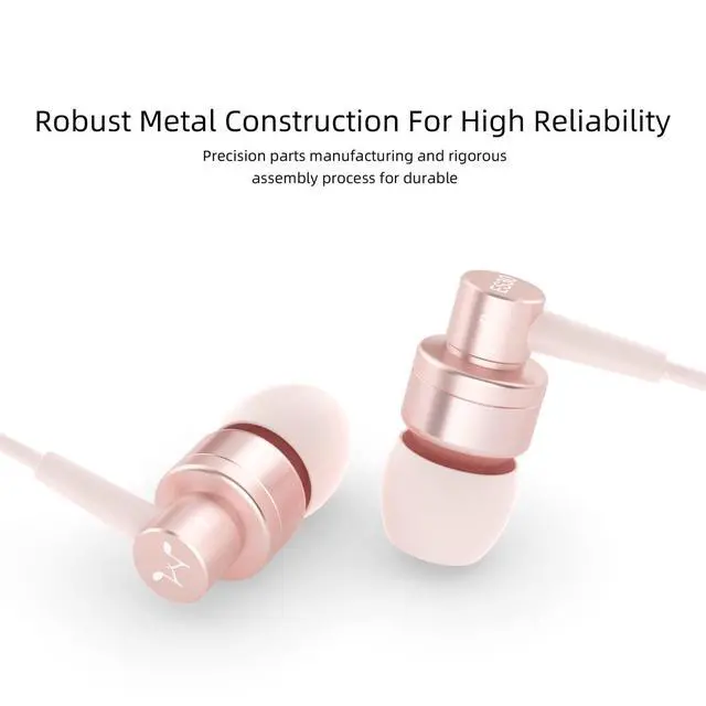 Alt view image 4 of 5 - ES30 Wired Earbuds, No Mic, Pure HiFi Sound, 3.5mm Jack, Pink | Ultra-lightweight, comfortable in-ear fit, clear balanced sound, passive noise isolation, durable wired cable