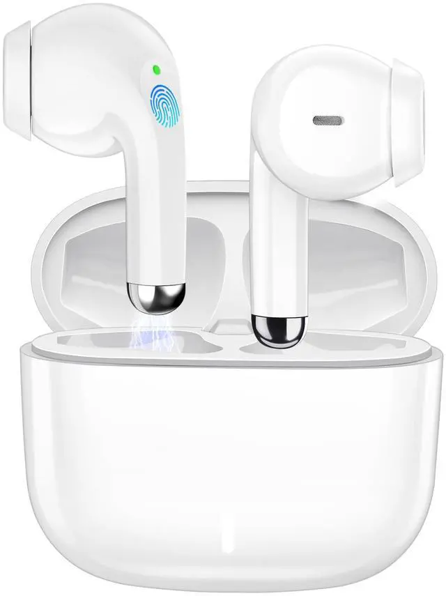 Main image of Bluetooth 5.3 Wireless Earbuds for iPhone Headphone with Mic White | Wireless Headphones for iPhone 17 16 15 14 13 XR/iPad 10th HiFi Stereo Sound Earphones with Mic Noise Cancelling Headset