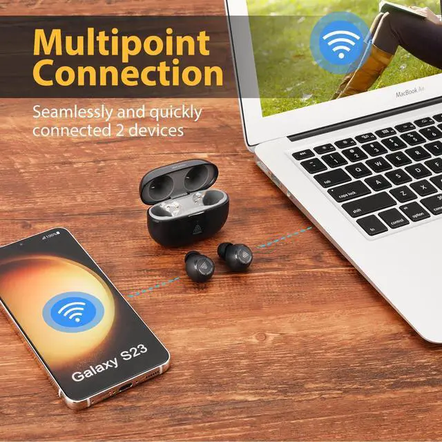 Alt view image 4 of 7 - Bluetooth 5.3 Wireless Earbuds with Wireless Charging Case,Waterproof Stereo Headphones in Ear Built in Mic Headset Premium Sound with Deep Bass for Sport(Black)