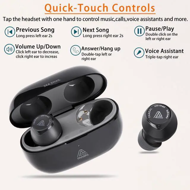 Alt view image 5 of 7 - Bluetooth 5.3 Wireless Earbuds with Wireless Charging Case,Waterproof Stereo Headphones in Ear Built in Mic Headset Premium Sound with Deep Bass for Sport(Black)