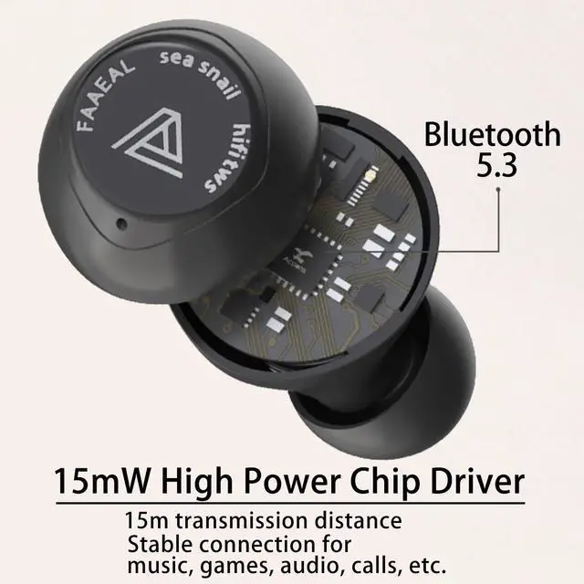 Alt view image 7 of 7 - Bluetooth 5.3 Wireless Earbuds with Wireless Charging Case,Waterproof Stereo Headphones in Ear Built in Mic Headset Premium Sound with Deep Bass for Sport(Black)