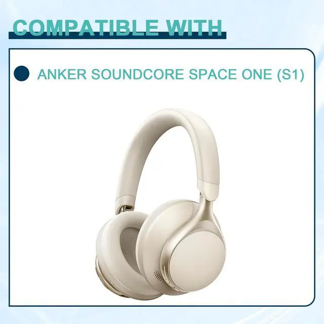 Alt view image 3 of 6 - Replacement Earpads Cushions for Anker Soundcore Space One (S1) Headphones, Ear Cushions Headset Earpads Ear Cups Cover Repair Parts-Gold