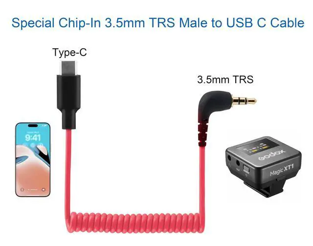 Alt view image 3 of 5 - USB C to TRS Cable for Hollyland Lark M2S / GODOX comica Saramonic SYNCO Wireless Microphone Coiled 3.5mm OTG Cable DAC Audio Mic Cord for Samsung Galaxy S23 Android iPhone 15 16 Pro Max