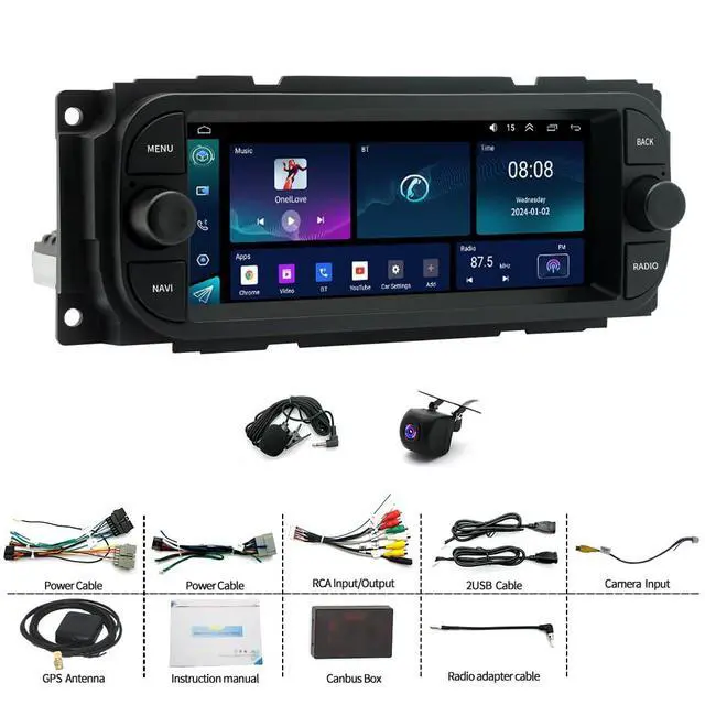 Alt view image 7 of 7 - Android 14 Double Din Car Stereo Upgrade Radio for Jeep Liberty 2002-2007, 4G+64G 6.86" Touchscreen Wireless Carplay Android Auto GPS WiFi Bluetooth RDS DSP SWC Mirrorlink Mic Backup Camera
