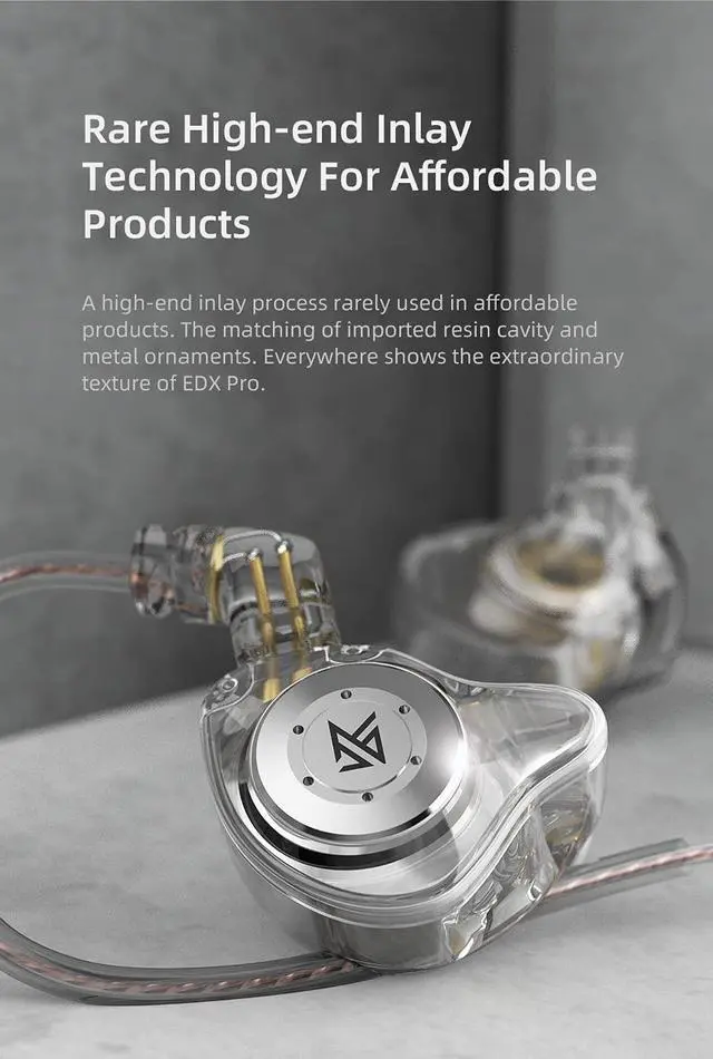 Alt view image 3 of 7 - EDXPro KZ EDX in-Ear Monitors, HiFi Stereo Stage/Studio IEM Wired Noise Isolating Sport Earphones/Earbuds/Headphones with Detachable Cable for Musician Audiophile (with Mic, Translucent Cyan)