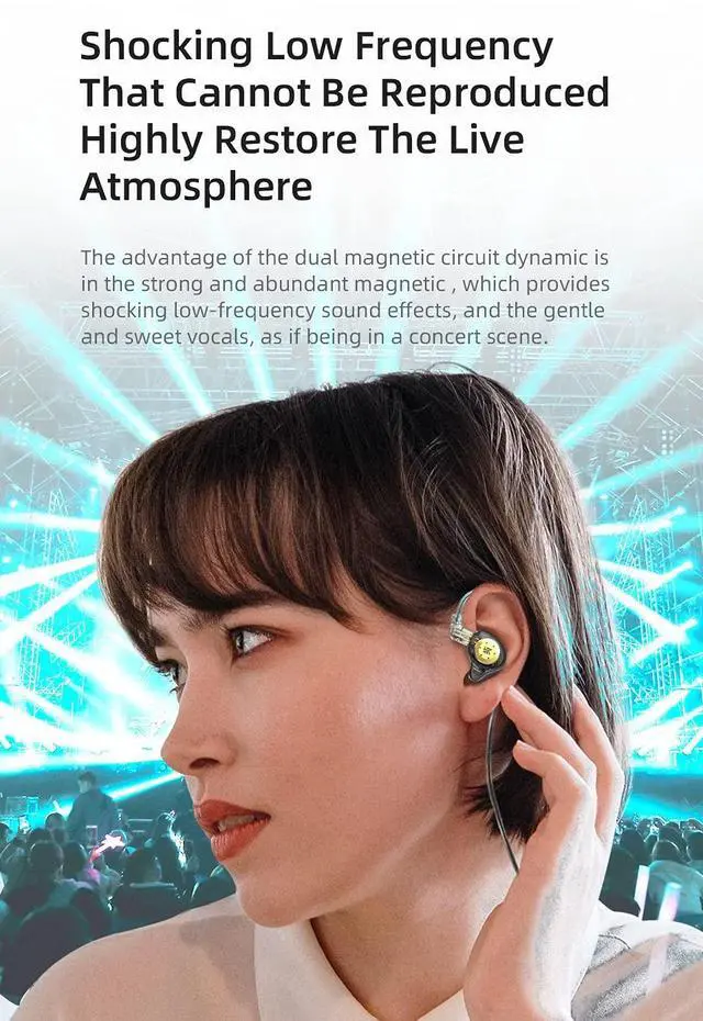 Alt view image 5 of 7 - EDXPro KZ EDX in-Ear Monitors, HiFi Stereo Stage/Studio IEM Wired Noise Isolating Sport Earphones/Earbuds/Headphones with Detachable Cable for Musician Audiophile (with Mic, Translucent Cyan)