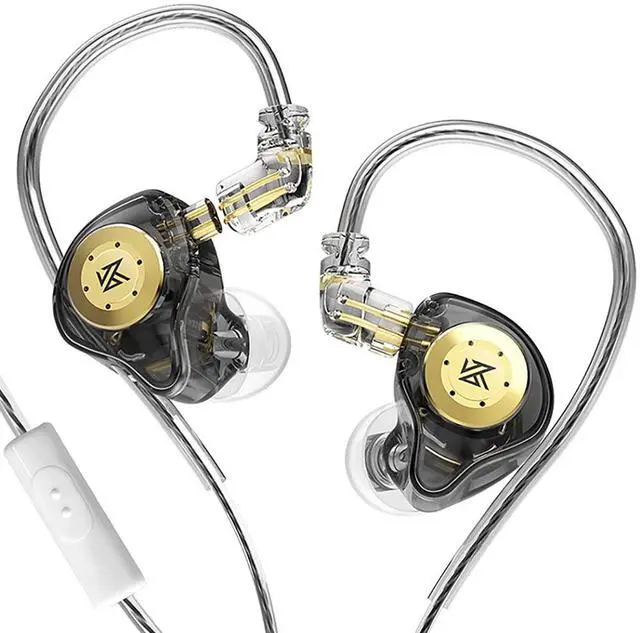 Main image of EDXPro KZ EDX in-Ear Monitors, HiFi Stereo Stage/Studio IEM Wired Noise Isolating Sport Earphones/Earbuds/Headphones with Detachable Cable for Musician Audiophile (with Mic, Translucent Black)