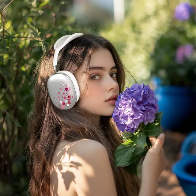 Alt view image 2 of 7 - Headphone Cover for AirPods Max, Girly Cute Clear Ear Cups Covers, Silicone Ear Pad Case Headband Cover for Apple AirPods Max (2024/2020), Pink Petals