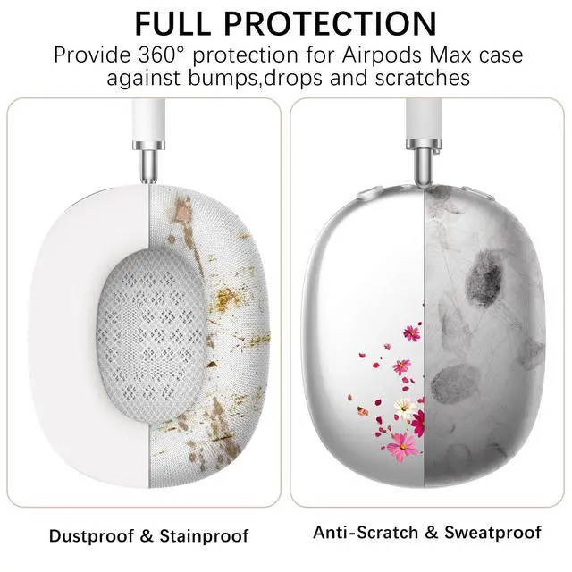 Alt view image 3 of 7 - Headphone Cover for AirPods Max, Girly Cute Clear Ear Cups Covers, Silicone Ear Pad Case Headband Cover for Apple AirPods Max (2024/2020), Pink Petals