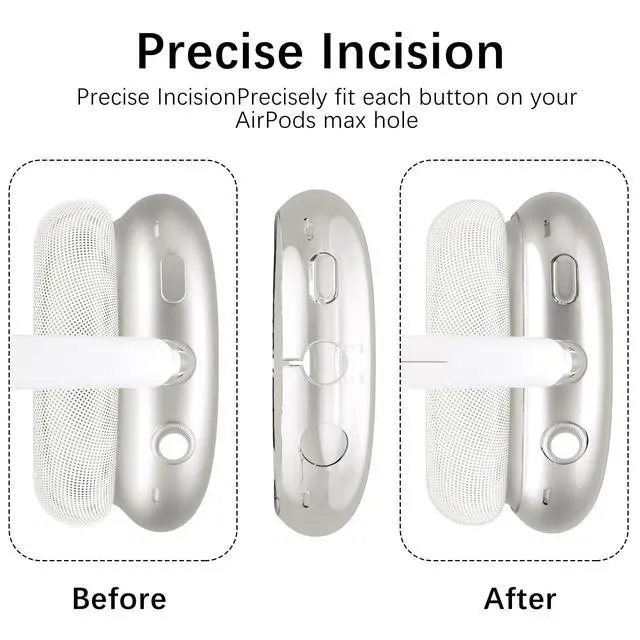 Alt view image 5 of 7 - Headphone Cover for AirPods Max, Girly Cute Clear Ear Cups Covers, Silicone Ear Pad Case Headband Cover for Apple AirPods Max (2024/2020), Pink Petals