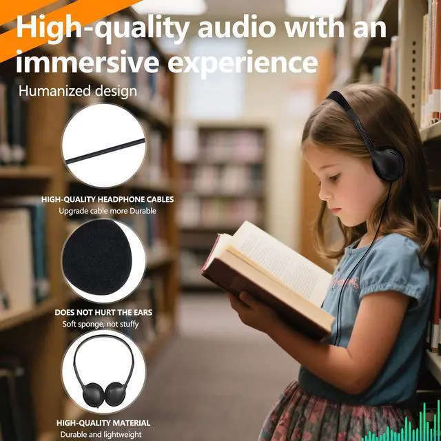 Alt view image 2 of 7 - USB C Headphones Bulk for Classroom Kids Students 20 Pack,Wired | On Ear USB Type C Headphones for School Library Computer Lab,Compatible with Laptop Tablet Phone PC Black