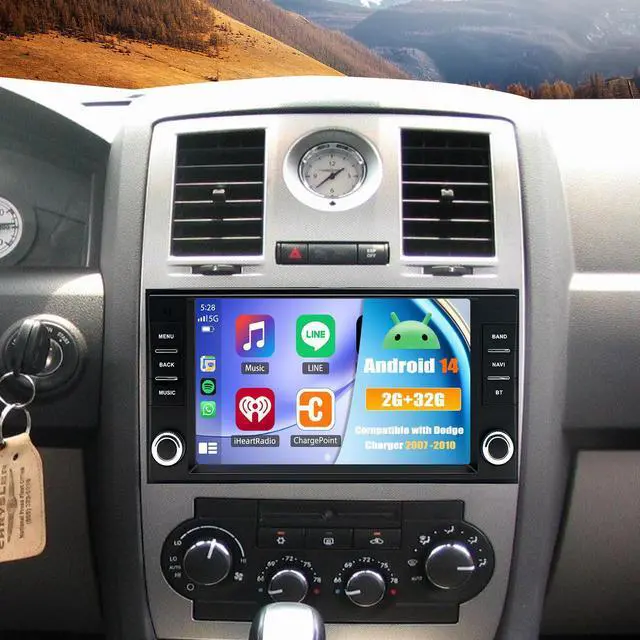 Main image of Android 14 Double Din Car Stereo Radio for Dodge Charger 2007-2010 | 7" Touchscreen Car Radio w/Wireless Carplay Android Auto GPS WiFi Bluetooth RDS DSP SWC Mic Backup Camera